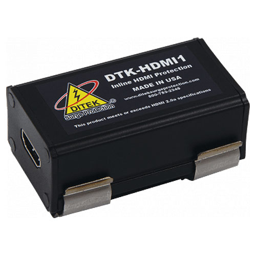 DITEK DTK-HDMI1 HDMI Surge Protector, HDMI connectors in a shielded enclosure