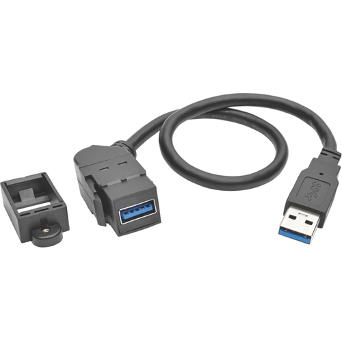 Tripp Lite USB 3.0 Keystone Panel Mount Coupler Extension Cable Angled 1'