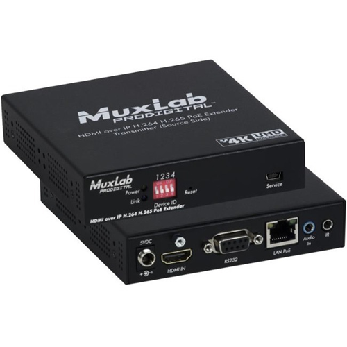 MuxLab HDMI over IP H.264/H.265 PoE Transmitter, 4K/30