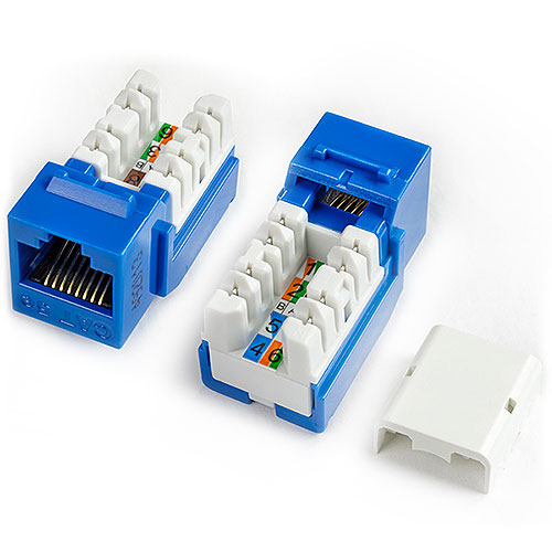 Hyperline Category 5e Keystone Jack RJ45, 110 IDC, Blue