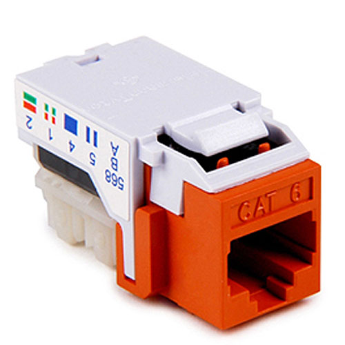 HellermannTyton RJ45FC6-ORN Category 6 Modular Keystone Jack, Plenum Rated, Orange, 1/pkg