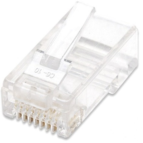 Intellinet Network Solutions Cat5e RJ45 Modular Plugs, 3-Prong, UTP, For Solid Wire, 100 Plugs in Jar