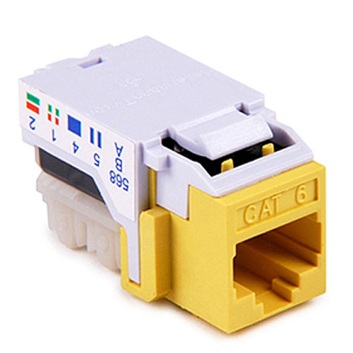 HellermannTyton RJ45FC6-YEL Category 6 Modular Keystone Jack, Plenum Rated, Yellow, 1/pkg