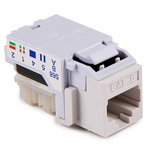 HellermannTyton RJ45FC6-FW Category 6 Modular Keystone Jack, Plenum Rated, Office White, 1/pkg