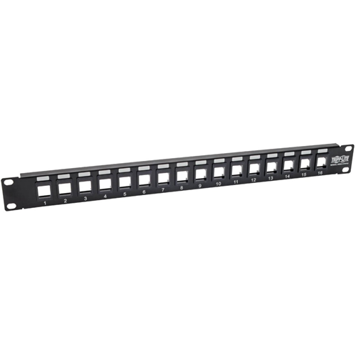 Tripp Lite 16-Port Keystone Blank Patch Panel RJ45 USB HDMI Cat5/Cat6 1URM