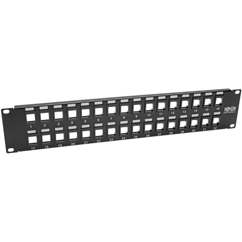 Tripp Lite 32-Port Keystone Blank Patch Panel RJ45 USB HDMI Cat5/Cat6 2URM