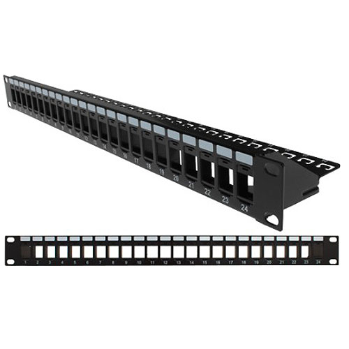 Vertical Cable Blank Patch Panel, with Cable Manager, 24 Port, Black