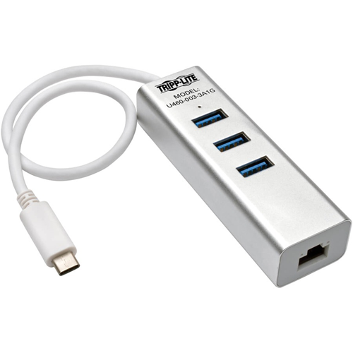 Tripp Lite 3-Port Portable USB 3.1 Gen 1 USB-C Gigabit Ethernet Adapter