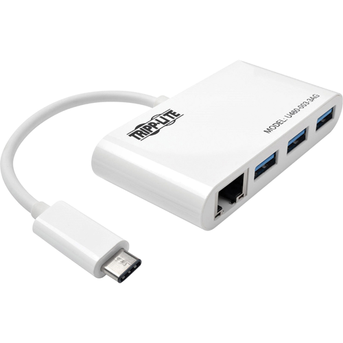 Tripp Lite 3-Port USB-C to USB-A Hub Portable w/ Gigabit Ethernet Port RJ45