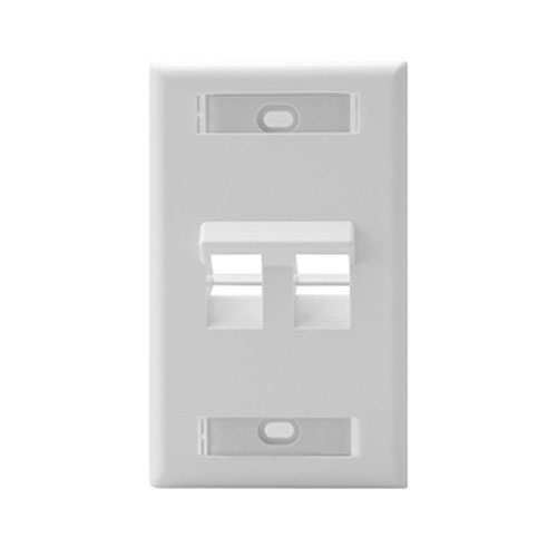 Leviton Angled Single-Gang QuickPort Wallplate with ID Windows, 2-Port, White