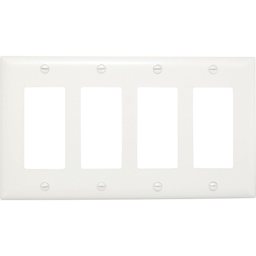 Pass & Seymour Trademaster 4-Gang Decorator Wall Plate, White (M10)