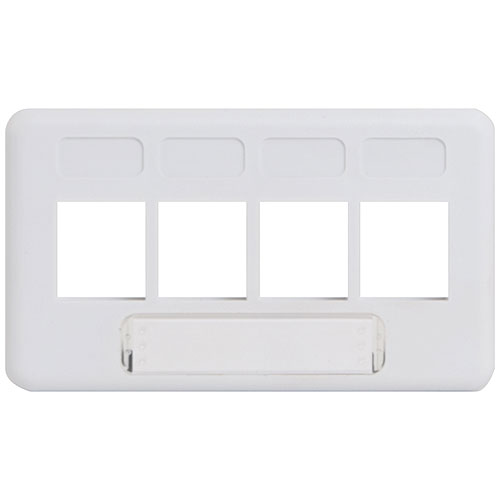 ICC IC107FT4WH Modular Furniture Faceplate with 4 Ports for HD Style in TIA Size, White