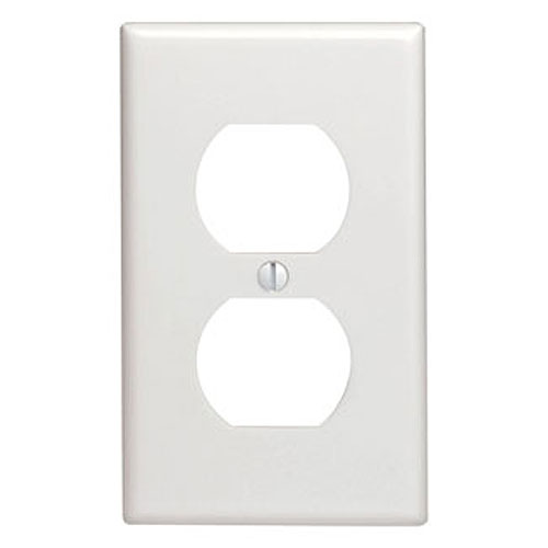 Leviton 88003 1-Gang Duplex Device Receptacle Wallplate, Standard Size, Thermoset, Device Mount, White