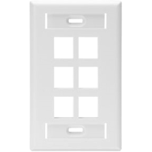 Leviton QuickPort Wallplate With ID Window, Single Gang, 6-Port, White