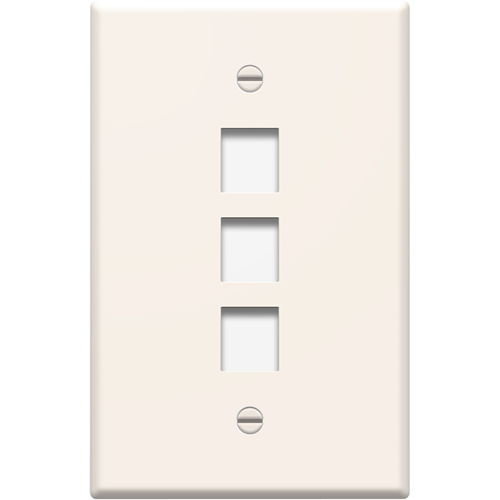 Legrand-On-Q Single Gang Oversized Wall Plate, 3-Port, Light Almond