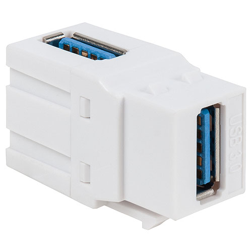 ICC IC107AUSWH 90 Degree USB 3.0 Modular Coupler in White for HD Style, White