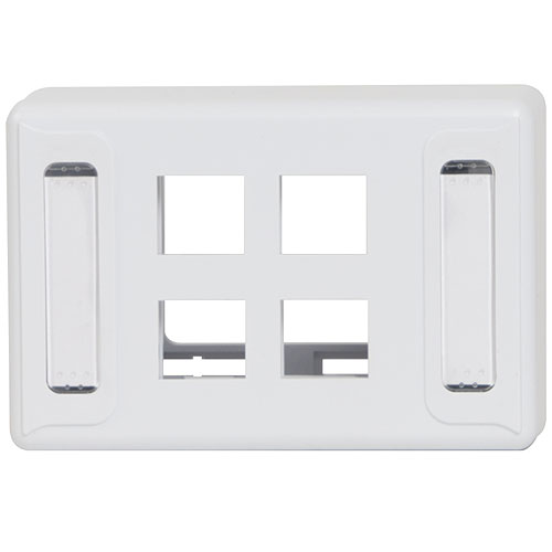 ICC IC108UF4WH Furniture Universal Faceplate with 4 Ports for EZ / HD Style, White