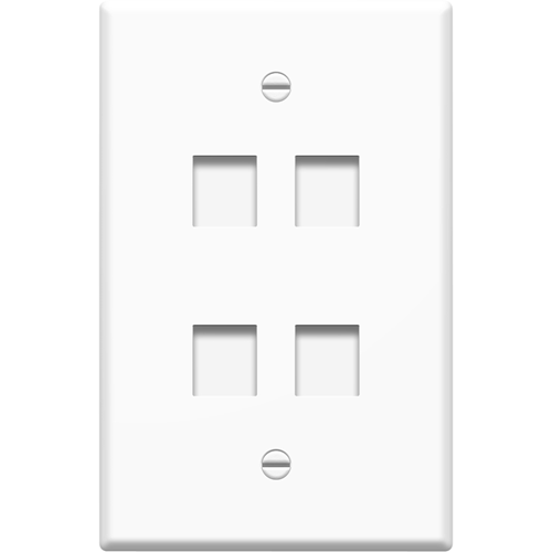 Legrand-On-Q Single Gang Oversized Wall Plate, 4-Port, White