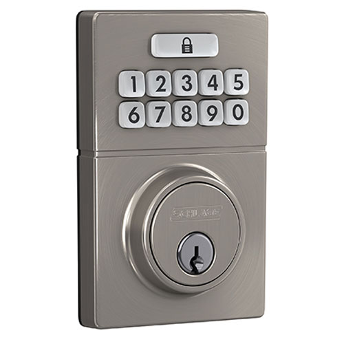 Schlage JFE105 GAT 619 J Series Keypad Deadbolt with Gatlin Trim, Offline Lock, Satin Nickel