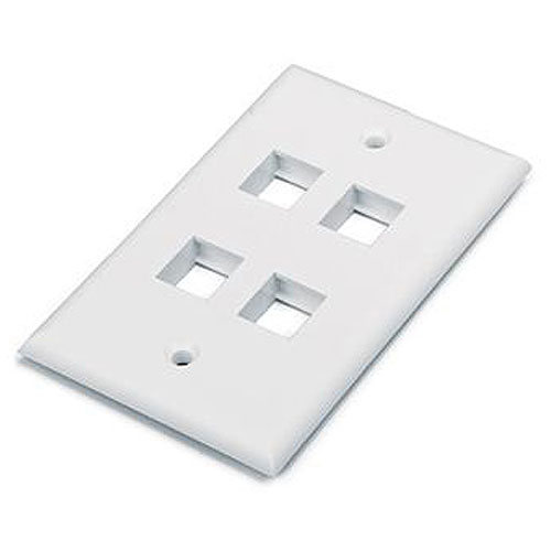 Hyperline FP-U-4-WH American Standard Universal Faceplate, 4 Port Faceplate, White