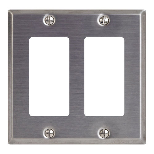 ICC IC107DFDSS Decorex Faceplate with Two Insert Spaces in Double Gang, Stainless Steel