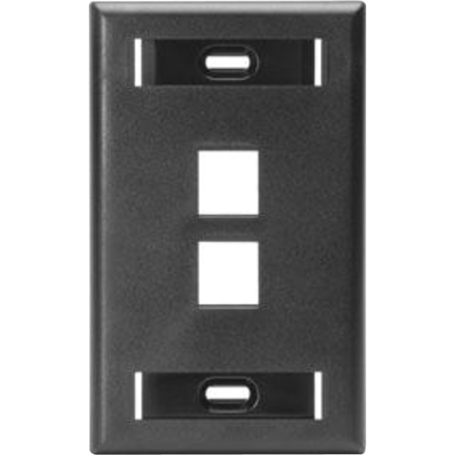 Leviton QuickPort Wallplate with ID Windows, Single Gang, 3-Port, Black