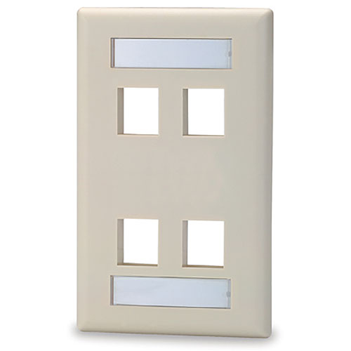 4 Port Keystone Faceplate W/Label Window