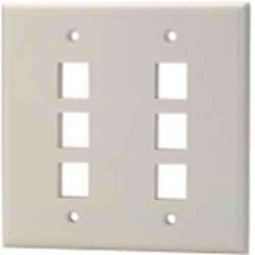 Signamax 6-Port Double-Gang Keystone Faceplate, Light Ivory