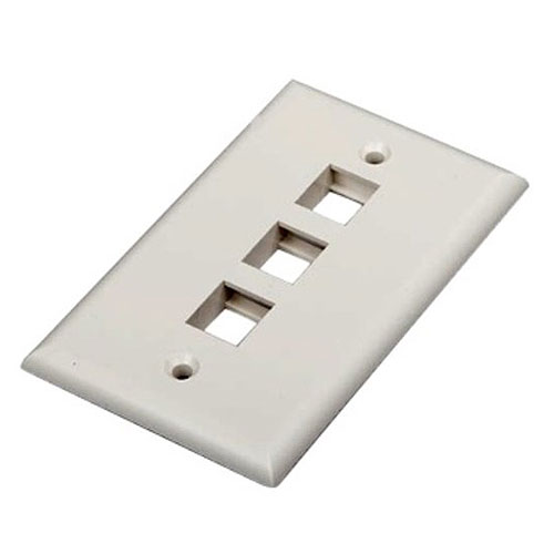 Hyperline FP-U-3-WH American Standard Universal Faceplate, 3 Port Faceplate, White