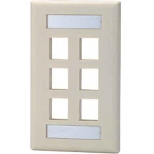 Signamax 6-Port Single-Gang Keystone Faceplate with Labeling Windows, Dark Ivory