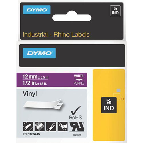 Dymo White on Purple Color Coded Label