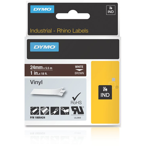 Dymo White on Brown Color Coded Label