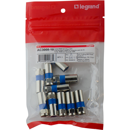 Legrand-On-Q CompressionStyle Male FType Connector, 10pack