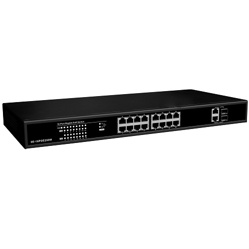 W Box 0E-16POE250W 16 Port 10/100/1000mbps POE with 2 Port 1000MBPS 270W