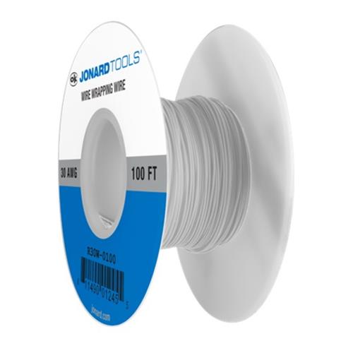 Jonard Tools R30W-0100 30 AWG Kynar Wire, White, 100 ft