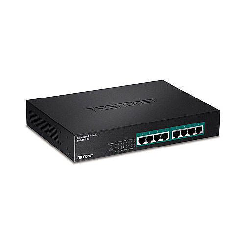 TRENDnet 8-port Gigabit GREENnet PoE+ Switch, rack mountable