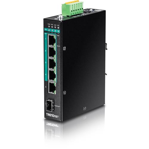 TRENDnet 5-port Hardened Industrial Gigabit PoE+ DIN-Rail Switch