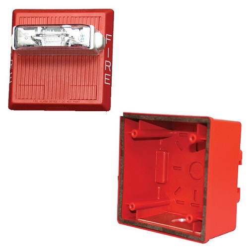 Eaton Wheelock MTWP-2475W-FR KIT MT Multitone Horn Strobe, Wall, Weatherproof, 24V, 75CD, FIRE, Red (Includes W-IOB)