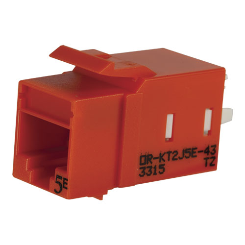 Ortronics KT2J5E-43 Category 5e Keystone Jack, Lacing Cap Termination, Orange