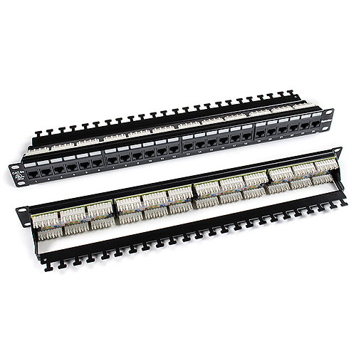 Hyperline PP3-19-24-8P8C-C5E-110-LB 19” Patch panel, 24 ports RJ45, category 5e, 110 IDC with Lacing Bar