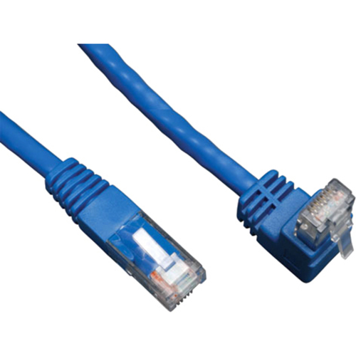 Tripp Lite 3ft Cat6 Gigabit Molded Patch Cable RJ45 Right Angle Up to Straight M/M Blue 3'