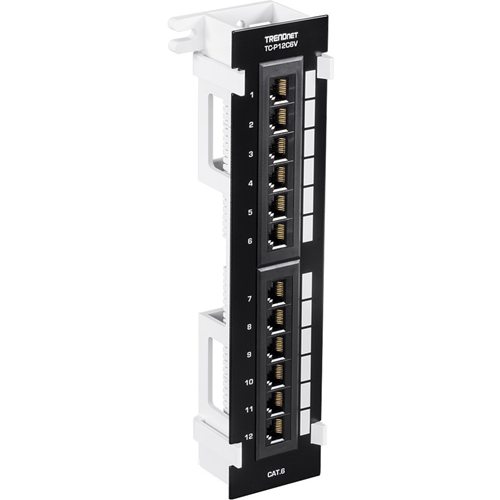 TRENDnet 12-Port Cat6 Unshielded Patch Panel, TC-P12C6V, Wall Mount, Included 89D Bracket, Vertical or Horizontal Installation, Compatible w/ Cat5e & Cat6 RJ45 Cabling, 110 IDC Type Terminal Blocks