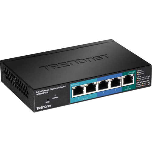 TRENDnet 5-Port Gigabit PoE+ Powered EdgeSmart Switch with PoE Pass Through (15W)