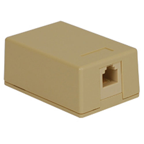 ICC IC625SV1IV Surface Mount Box Keystone Jack with 1 Voice in 6P6C for EZ, Ivory