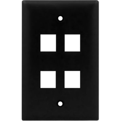 Legrand-On-Q 1-Gang, 4-Port Wall Plate, Black