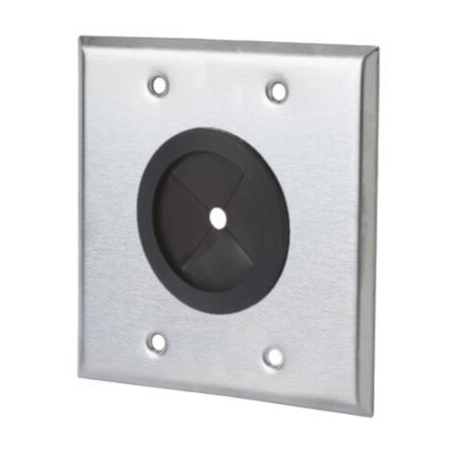 Semtron 2-OL-UNIGROM Universal Grommet Wall Plate, Stainless Steel, 2 Gang