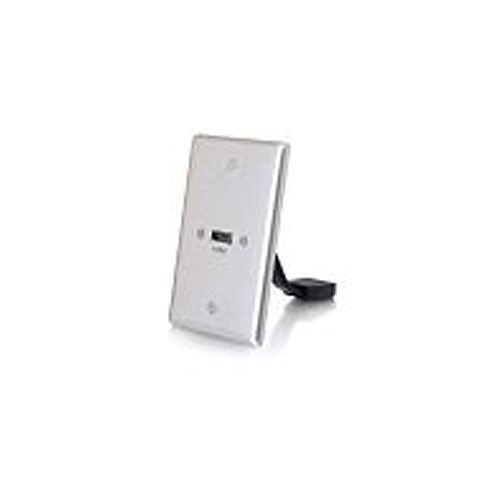 Hdmi Pass Thru Sngl Gang Wall Plate-Brushed Alum