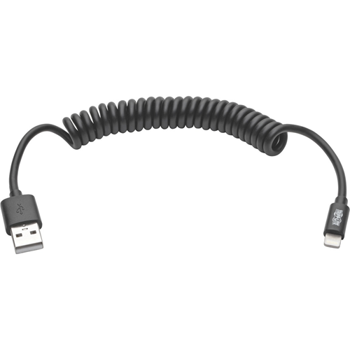 Tripp Lite 4ft Lightning USB/Sync Charge Coiled Cable for Apple Iphone / Ipad Black 4'